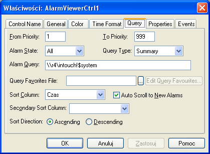 IV. Skonfiguruj obiekt od wyświetlania alarmów 1. Wybierz z paska Wizards ikonę 2. Wybierz kontrolkę AlarmViewerCtrl służącą do prezentowania alarmów bieżących.