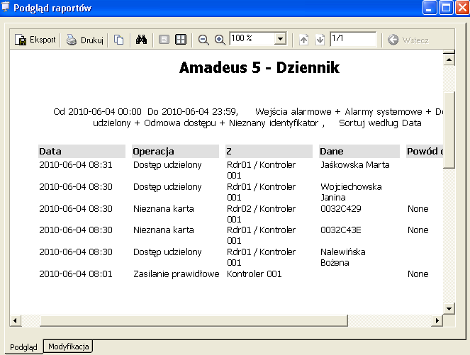 8.1.2.1. Kreator raportów - Krok 1 / 4 Proste raporty Na tym ekranie możemy utworzyć standardowy raport dziennika opartego na szablonie wyboru opcji.