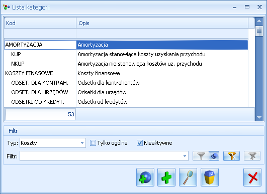 Podręcznik Użytkownika systemu Comarch OPT!MA Str. 267 Wybierz <ENTER> - przycisk ten jest widoczny tylko, jeżeli lista kategorii została otwarta w trybie wyboru, tzn.