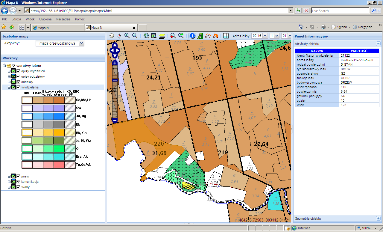 GIS w LP Leśna Mapa