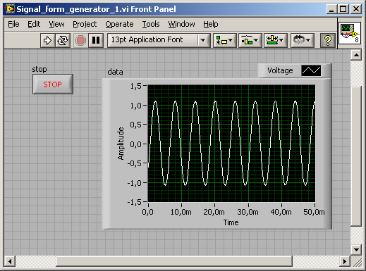 Wykorzystanie zdefiniowanych zadań NI-DAQ Tasks w środowisku LabVIEW Tworzymy aplikację, korzystając z Generate Code -> Example jak to robiliśmy dla czujnika temperatury.