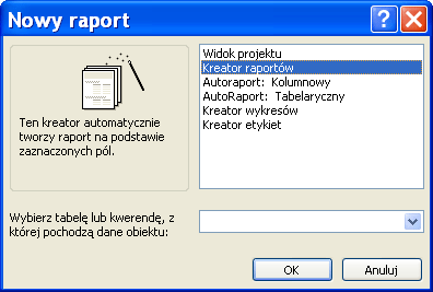 Aby utworzyć raport przy