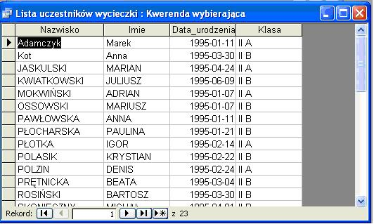 9. Czynności końcowe: a) powtórzenie wiadomości zdobytych na lekcji - Co to jest: pole i rekord?