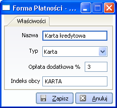 Rys. 6-27 Grupa cenowa 6.13.3 Formy płatności W przypadku form płatności do słownika wprowadzone są domyślnie jej podstawowe typy. Są to: płatność gotówką, przelewem, kartą kredytową i czekiem.