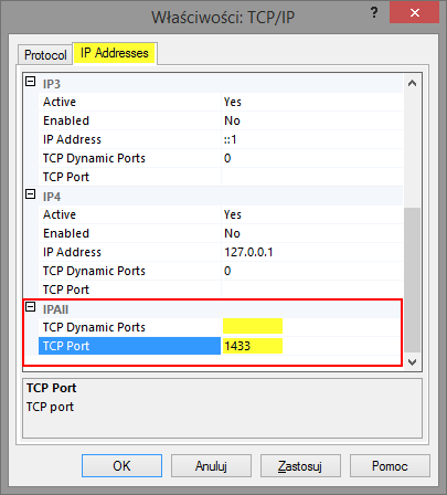 Co zrobić, jeśli program Optivum nie łączy się poprzez sieć lokalną z serwerem SQL? 11/12 2. W panelu po lewej stronie wybierz gałąź SQL Server Network Configuration/ Protocols for OPTIVUM_2008. 3.