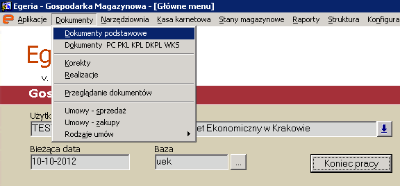 9. Przesunięcie międzymagazynowe (wystawienie dokumentów MMW i MMP). Lista Czynności: 1.