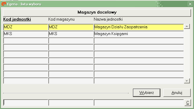 Wstawiony zostanie nowy wiersz oznaczony kolorem żółtym w polu Numer, w którym widoczna będzie wartość <nowy dokument>.