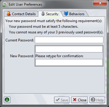 Logowanie W celu zmiany hasła należy wybrać z zakładki File opcję User Preferences.