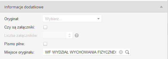 Pole opisujące kod kreskowy rejestrowanego pisma.