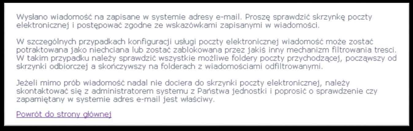 5. Zapoznaj się z treścią komunikatu wyświetlonego na stronie.