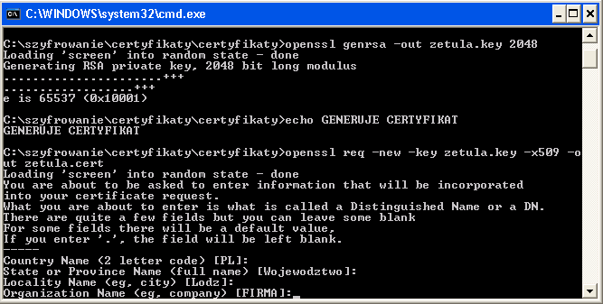 Zostaniemy zapytani czy na pewno chcemy uruchomid ten program, potwierdzamy klikając Uruchom. Otwarte zostanie czarne okno, w którym zostaniemy poproszeni o podanie danych firmy.