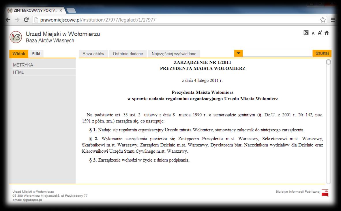 Podsumowanie Wyświetla podsumowanie wprowadzonych danych. Jeśli wszystkie dane są poprawne, zatwierdzamy publikację wybierając Publikuj.