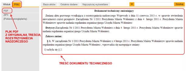 Publikacja zmieniającego dokumentu technicznego przebiega dokładnie w taki sam sposób jak w przypadku standardowego aktu zmieniającego hasła skorowidza i powiązania