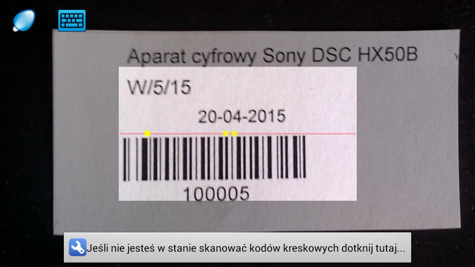 Rysunek 22. Przykład wczytania etykiety z kodem kreskowym Bezpośrednio po odczytaniu kodu kreskowego z etykiety przez smartfon, pojawi się ekran z podstawowymi danymi środka trwałego lub wyposażenia.