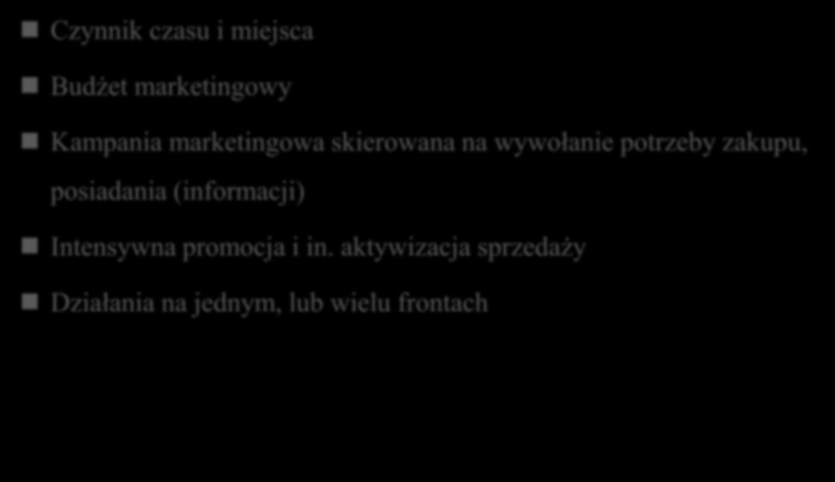 Faza wprowadzenia na rynek decydujące znaczenie dla dalszych losów e-usługi Czynnik czasu i miejsca Budżet marketingowy Kampania marketingowa