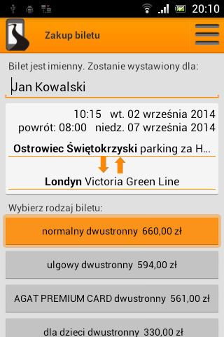 6. Bilet w dwie strony Kupowanie biletu w dwie strony nie różni się zbytnio od zakupu biletu w jedną stronę.