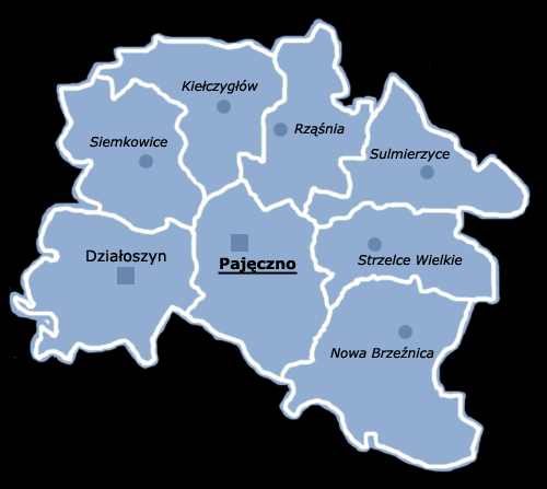 Rysunek 11. Gmina Sulmierzyce na mapie powiatu pajęczańskiego 7.