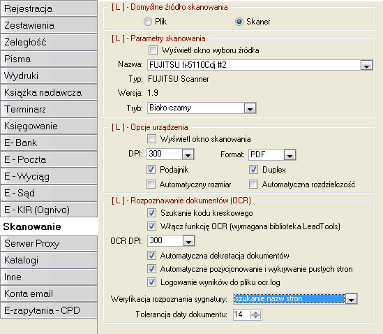 Konfiguracja aplikacji Preferencje skanowania Konfiguracja modułu skanującego dostępna jest w module Konfiguracja menu Preferencje Konfiguracja skanowania.