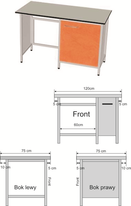 LP Stół laboratoryjny pod urządzenia badawcze 2 Podstawę stołu powinien stanowić skręcany z elementów stalowy stelaż, wyposażony w stopki do poziomowania.
