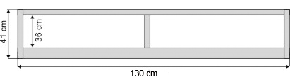 LP 29 Półka wisząca 2 Górna część półki, część środkowa i boki wykonane z płyty wiórowej laminowanej o grubości min. 8mm. Dolna część półki wykonana z płyty wiórowej laminowanej o gr min. 32 mm.