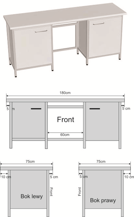 LP 6 Stół laboratoryjny pod urządzenia badawcze 2 Podstawę stołu powinien stanowić skręcany z elementów stalowy stelaż, wyposażony w stopki do poziomowania.