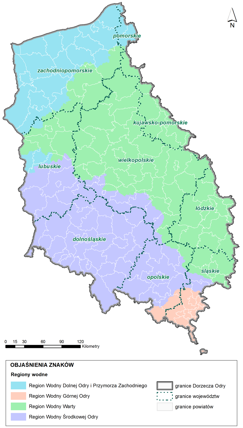 Opis obszaru planowania Rysunek nr 5 Położenie obszaru regionu wodnego