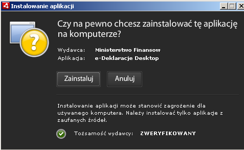 Krok 4: Instalacja aplikacji e-deklaracje Desktop.