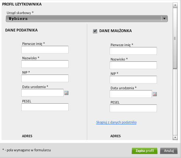 Profile użytkowników (2) W profilu możemy wpisać wszelkie dane osobowe i teleadresowe np.