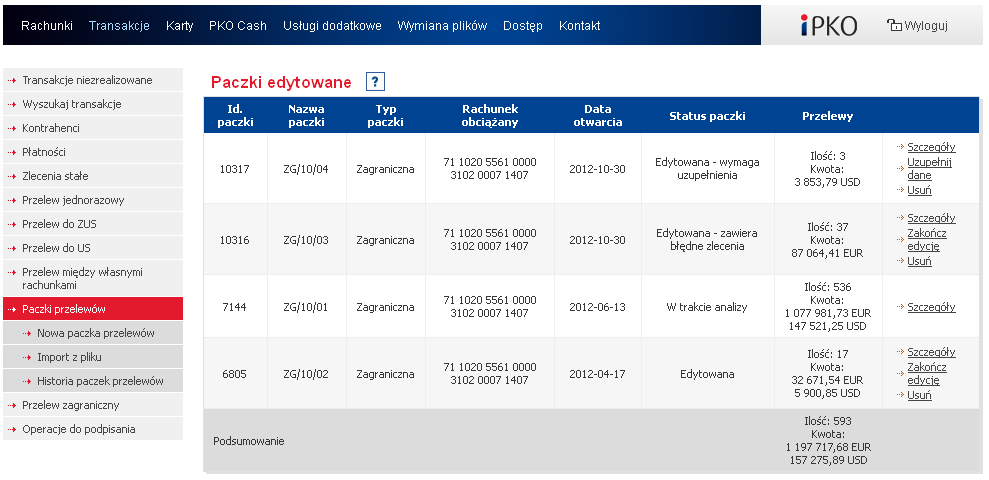 Zasada działania paczek zagranicznych opiera się na konieczności wykonania analizy danych przez system informatyczny banku przed wysłaniem ich do realizacji.