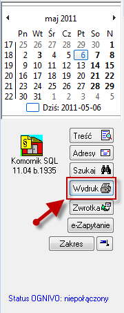 Rysunek 23 Przygotowanie wydruku zawierającego informacje o udostępnianych danych wydruk zapytań przycisk Wydruk zawiera następujące informacje: liczbę