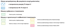 Obszary preferowane dla rozwoju energetyki geotermalnej województwa mazowieckiego Źródło: Samorząd Województwa Mazowieckiego; Program możliwości wykorzystania odnawialnych źródeł energii dla