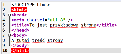 Pozostałe elementy to polecenia wpływające na zachowanie przeglądarki (np. strona kodowa) lub pełniące funkcje czysto informacyjne.