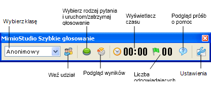 Informacje o MimioStudio Szybkie głosowanie Można użyć MimioStudio Szybkie głosowanie do zadawania pytań, które nie stanowią części zajęcia Notatnik lub PowerPoint MimioVote.