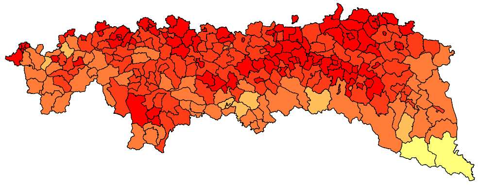 A następnie zgodnie z podziałem na klasy proponowanym w podpunkcie 23 : Zwróć uwagę na poprawę możliwości interpretacji przestrzennego rozmieszczenia wskaźnika w porównaniu do informacji
