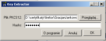 KeyExtractor Przykład użycia Po uruchomieniu program KeyExtractor