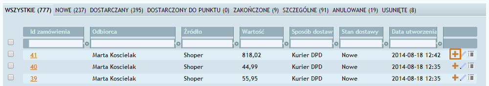 15.3 Obsługa zamówień i generowanie dokumentów przewozowych Zamówienia złożone w sklepie Shoper pobierają się do Sheepla automatycznie.