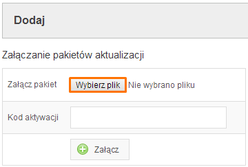 Krok 2 System przeniesie nas do ponownego logowania na konto z uprawnieniami do przeprowadzenia aktualizacji. Należy się zalogować, podając login i hasło. Krok 3 Przechodzimy do zakładki Dodaj.