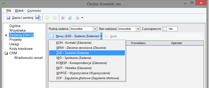 U w a g a! Podczas przekształcania wizytówki w kontrahenta/osobę kontaktową, wszelkie dane zostaną skopiowane do nowo utworzonego kontrahenta/osoby kontaktowej.