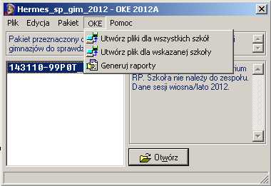 Rysunek 16 Oprócz tego w aplikacji istnieje moŝliwość wygenerowania raportu zawierającego podsumowanie wprowadzonych danych. Dostępny jest poprzez menu górne: OKE > Generuj raporty.
