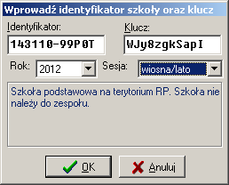 Rysunek 4 UWAGA: w programie sprawdzana jest poprawność identyfikatora i klucza szyfrującego. Jeśli dane te są nieprawidłowo wprowadzone, to wyświetlane będą w kolorze czerwonym.