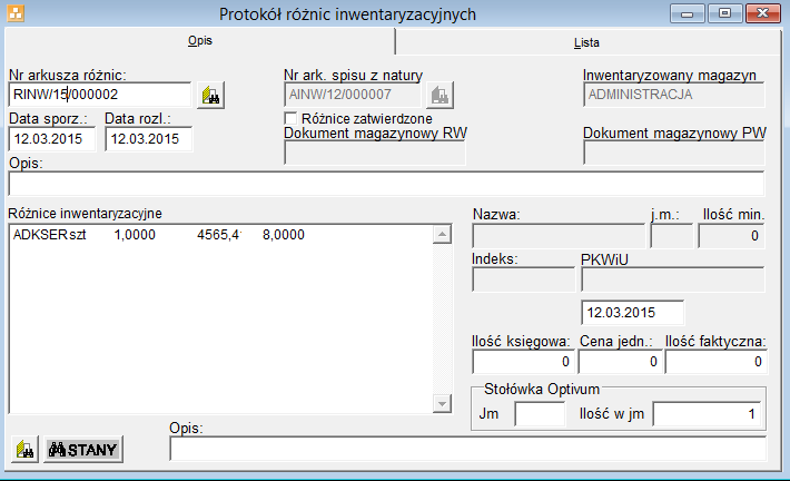 Magazyn Optivum. Jak przeprowadzić inwentaryzację na zakończenie roku? 6/7 5. Przejdź na kartę Lista i wydrukuj protokół różnic inwentaryzacyjnych. 6. Przekaż wydrukowany protokół różnic do księgowości celem uzgodnienia.