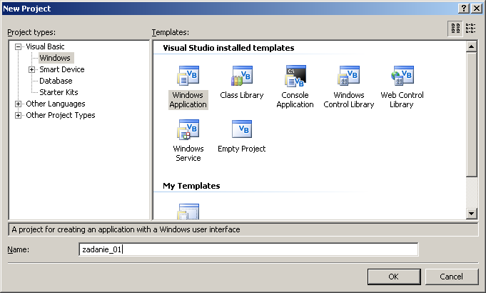 Ćwiczenie 1. Utworzyć program zawierający jedno okno i przycisk. Po kliknięciu na przycisk program ma zakończyć swoje działanie. 1. Uruchom Visual Studio (Start Programy Microsoft Visual Studio 005 Microsoft Visual Studio 005).