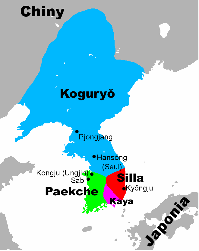 Półwysep Koreański podzielony był pomiędzy trzema dynastiami tworzącymi trzy odrębne królestwa w których praktykowano sztuki walki (Rys 7): Królestwo Koguryo (styl Taekyon) Królestwo Silia (styl