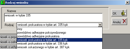 Opis sprawozdania MS-S5 w Wydziale Karnym I instancji Sądu Okręgowego 4 Rys. 6. Okno Czynność Sprawy skierowane do postępowania mediacyjnego obliczane są na podstawie wpisów w kontrolce Med. Dział 1.