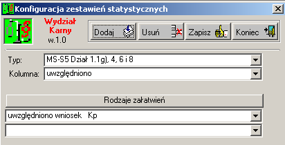 Opis sprawozdania MS-S5 w Wydziale Karnym I instancji Sądu Okręgowego 8 Dodatkowo sprawa Kp powinna być zakreślona z wybranym rodzajem załatwienia (rys.