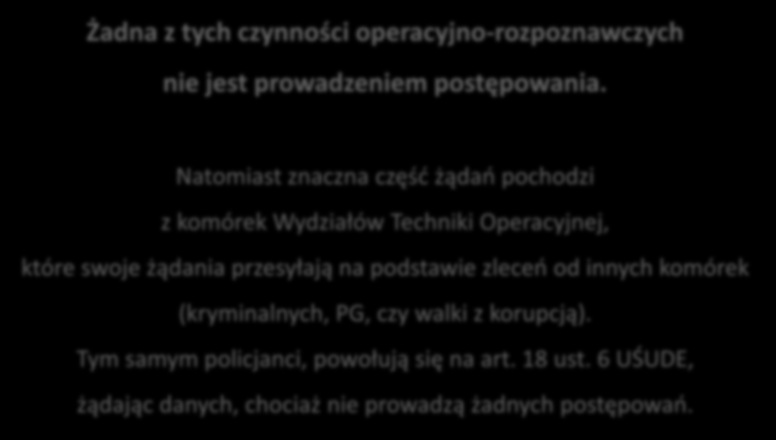 Pułapka związana z art. 18 ust. 6 uśude Żadna z tych czynności operacyjno-rozpoznawczych nie jest prowadzeniem postępowania.