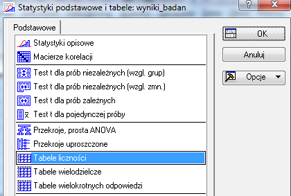 3. Podstawowe analizy w pakiecie Statistica 3.1.