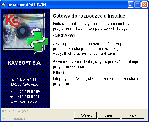 Wybieramy pomiędzy bazą Firebird lub Oracle oraz wypełniamy parametry: Serwer.