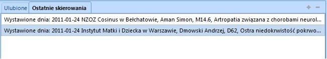 Rysunek 32. Lista wystawionych skierowań. Moduł Gabinet.