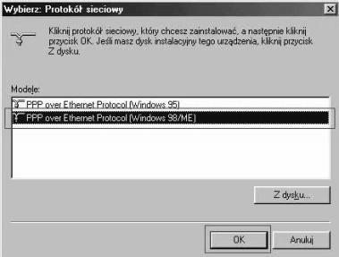 C:\RASPPPOE), lub wskazać go poprzez wybranie opcji Przeglądaj (należy wskazać na plik RASPPPOE.INF).